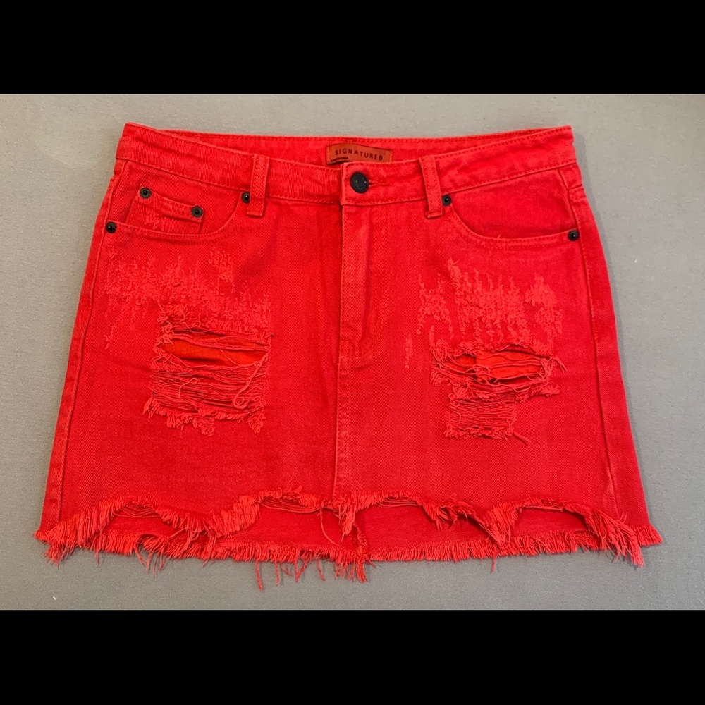 Signature 8 Red Denim Skirt